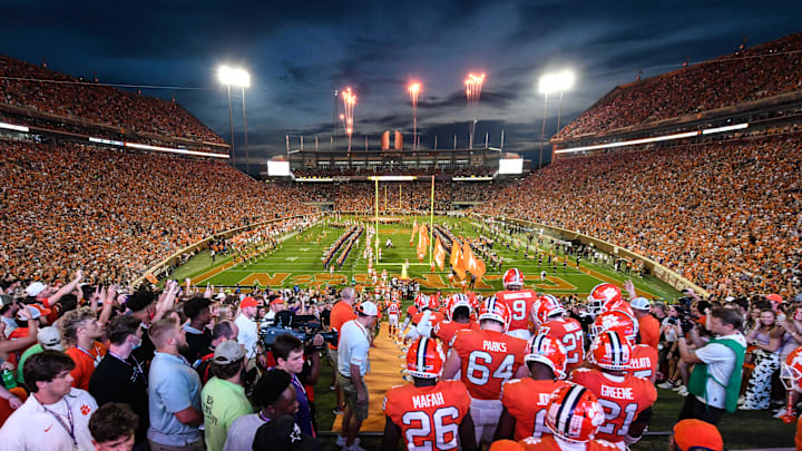 Oct 2, 2021; Clemson, South Carolina, USA;  General view of the stadium prior to the game against the Boston College Eagles ad the Clemson Tigers at Memorial Stadium.