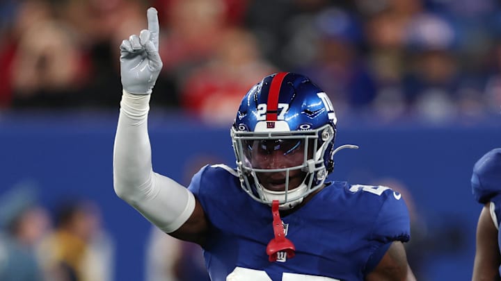 New York Giants safety Tyler Nubin (27) is off to a shaky start in his second NFL season.