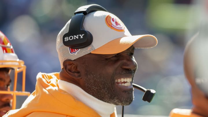 Oct 5, 2025; Seattle, Washington, USA; Tampa Bay Buccaneers head coach Todd Bowles on the sidelines during the first half of a game against the Seattle Seahawks at Lumen Field. Mandatory Credit: Joe Nicholson-Imagn Images Oct 5, 2025; Seattle, Washington, USA; Tampa Bay Buccaneers head coach Todd Bowles on the sidelines during the first half of a game against the Seattle Seahawks at Lumen Field. Mandatory Credit: Joe Nicholson-Imagn Images