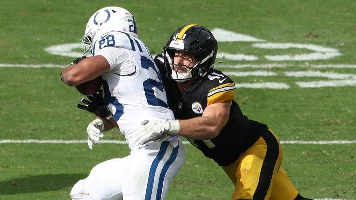 Indianapolis Colts running back Jonathan Taylor and Pittsburgh Steelers linebacker Payton Wilson
