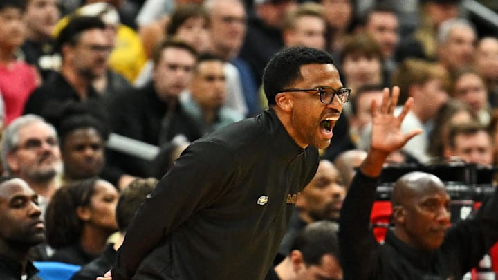 Mar 20, 2026; St. Louis, MO, USA; Miami (FL) Hurricanes head coach Jai Lucas reacts during the first half against Missouri Tigers during a first round game of the men's 2026 NCAA Tournament at Enterprise Center. Mandatory Credit: Jeff Le-Imagn Images Mar 20, 2026; St. Louis, MO, USA; Miami (FL) Hurricanes head coach Jai Lucas reacts during the first half against Missouri Tigers during a first round game of the men's 2026 NCAA Tournament at Enterprise Center. Mandatory Credit: Jeff Le-Imagn Images