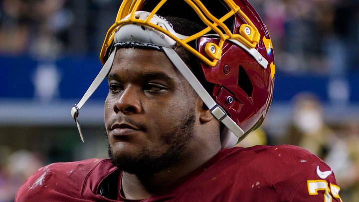 Former Washington Commanders offensive lineman Saahdiq Charles (Jerome Miron-USA TODAY Sports)
