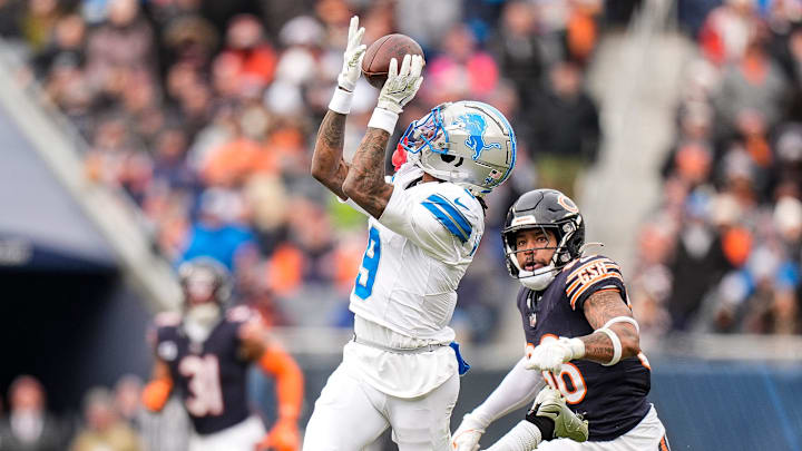 Detroit Lions wide receiver Jameson Williams (9).