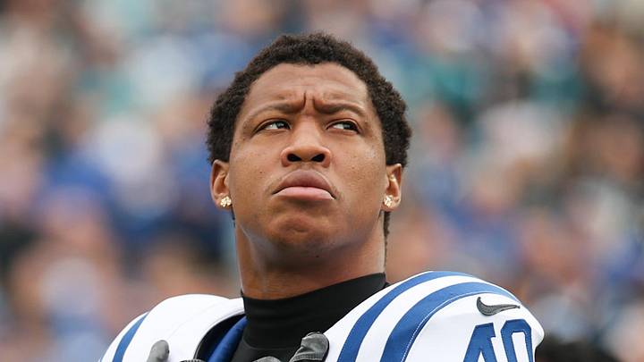 Indianapolis Colts cornerback Jaylon Jones stands on the field Indianapolis Colts cornerback Jaylon Jones stands on the field
