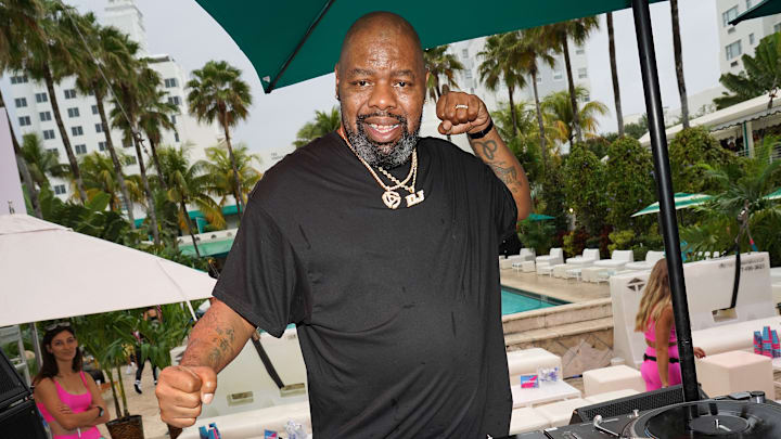 Biz Marking DJing at the Big Game Party hosted by BACARDI in Miami Beach 