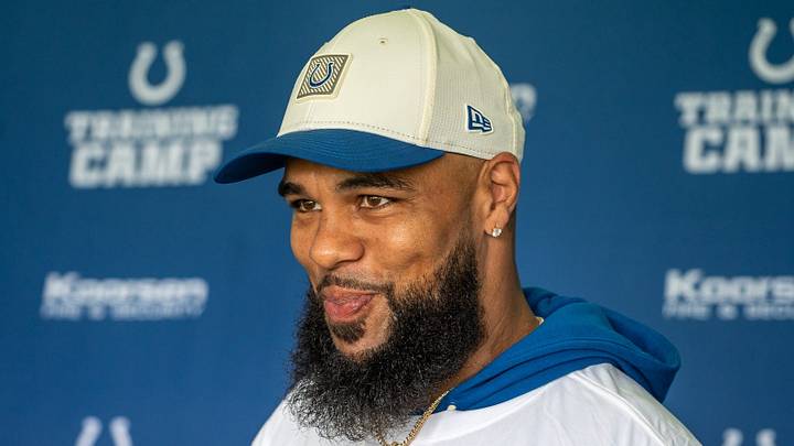 Indianapolis Colts wide receiver Keenan Allen speaks with the media