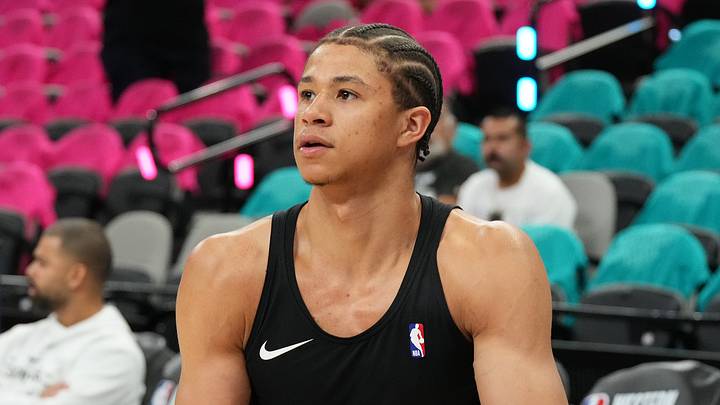 May 22, 2026; San Antonio, Texas, USA; San Antonio Spurs forward Carter Bryant (11) practices before game three of the western conference finals for the 2026 NBA playoffs at Frost Bank Center. Mandatory Credit: Scott Wachter-Imagn Images