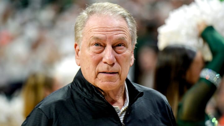 Michigan State's head coach Tom Izzo looks on before the game against Illinois on Saturday, Feb. 7, 2026, at the Breslin Center in East Lansing.
