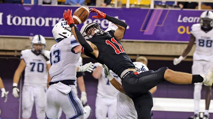 A near completion as the Lewis Central Titans compete against the Western Dubuque Bobcats for the Class 4A championship on Thursday, November 16, 2023 at the UNI-Dome in Cedar Falls.