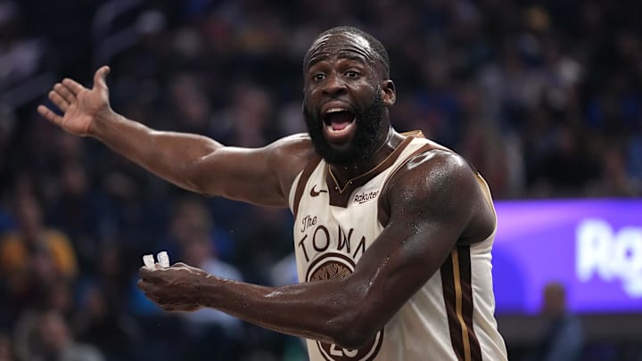 Golden State Warriors forward Draymond Green reacts after the Warriors committed a turnover against the Detroit Pistons in the first quarter at the Chase Center on January 30. Golden State Warriors forward Draymond Green reacts after the Warriors committed a turnover against the Detroit Pistons in the first quarter at the Chase Center on January 30.
