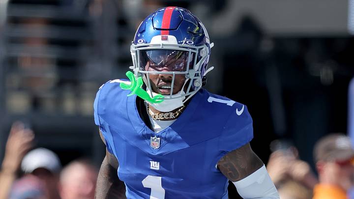 Sep 28, 2025; East Rutherford, New Jersey, USA; New York Giants wide receiver Malik Nabers (1) during the first quarter against the Los Angeles Chargers at MetLife Stadium. Mandatory Credit: Brad Penner-Imagn Images Sep 28, 2025; East Rutherford, New Jersey, USA; New York Giants wide receiver Malik Nabers (1) during the first quarter against the Los Angeles Chargers at MetLife Stadium. Mandatory Credit: Brad Penner-Imagn Images