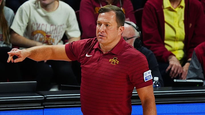 Iowa State Cyclones men's basketball head coach T.J. Otzelberger calls a play during the first half against Colorado in the Big-12 men’s basketball on Jan. 29, 2026, at Hilton Coliseum in Ames, Iowa. Iowa State Cyclones men's basketball head coach T.J. Otzelberger calls a play during the first half against Colorado in the Big-12 men’s basketball on Jan. 29, 2026, at Hilton Coliseum in Ames, Iowa.