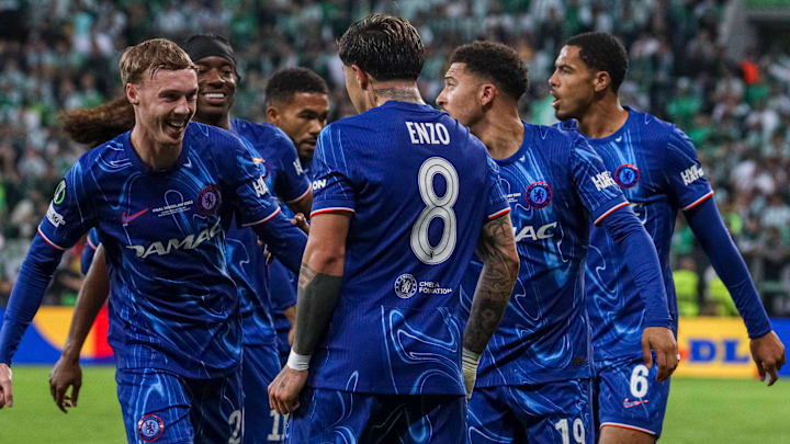 Cole Palmer (left) had two assists and led Chelsea's comeback vs. Real Betis in the Conference League final.