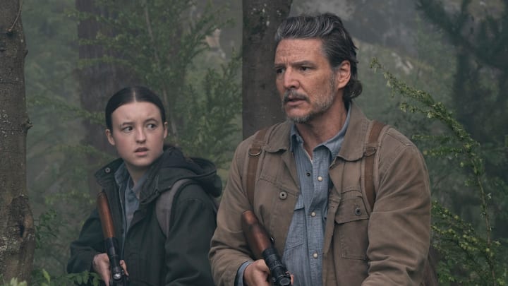 Bella Ramsey as Ellie and Pedro Pascal as Joel in The Last of Us season 3.