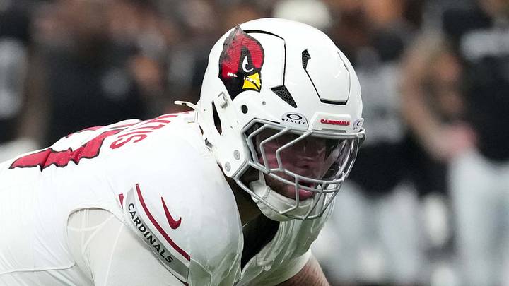 Aug 13, 2026; Paradise, Nevada, USA; Arizona Cardinals guard Chase Bisontis (57) in the first half against the Las Vegas Raiders at Allegiant Stadium. Mandatory Credit: Kirby Lee-Imagn Images Aug 13, 2026; Paradise, Nevada, USA; Arizona Cardinals guard Chase Bisontis (57) in the first half against the Las Vegas Raiders at Allegiant Stadium. Mandatory Credit: Kirby Lee-Imagn Images