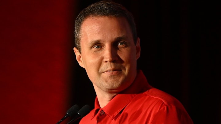 Oct 8, 2025; Charlotte, NC, USA; NC State head coach Will Wade answers questions from the media at The Hilton Charlotte Uptown. Mandatory Credit: William Howard-Imagn Images Oct 8, 2025; Charlotte, NC, USA; NC State head coach Will Wade answers questions from the media at The Hilton Charlotte Uptown. Mandatory Credit: William Howard-Imagn Images