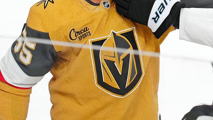 Apr 19, 2026; Las Vegas, Nevada, USA; Vegas Golden Knights right wing Keegan Kolesar (55) grabs the jersey of Utah Mammoth defenseman Mikhail Sergachev (98) at the end of game one of the first round of the 2026 Stanley Cup Playoffs at T-Mobile Arena. Mandatory Credit: Stephen R. Sylvanie-Imagn Images Apr 19, 2026; Las Vegas, Nevada, USA; Vegas Golden Knights right wing Keegan Kolesar (55) grabs the jersey of Utah Mammoth defenseman Mikhail Sergachev (98) at the end of game one of the first round of the 2026 Stanley Cup Playoffs at T-Mobile Arena. Mandatory Credit: Stephen R. Sylvanie-Imagn Images