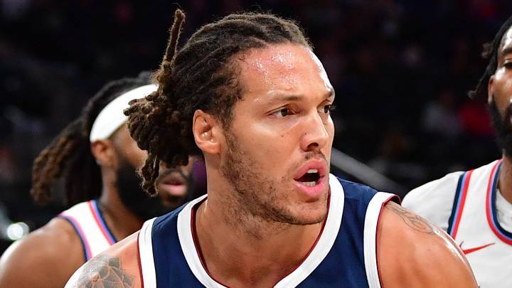 Oct 14, 2026; Inglewood, California, USA; Denver Nuggets forward Aaron Gordon (32) moves the ball against Los Angeles Clippers forward Derrick Jones Jr. (5) during the first half at Intuit Dome. Mandatory Credit: Gary A. Vasquez-Imagn Images Oct 14, 2026; Inglewood, California, USA; Denver Nuggets forward Aaron Gordon (32) moves the ball against Los Angeles Clippers forward Derrick Jones Jr. (5) during the first half at Intuit Dome. Mandatory Credit: Gary A. Vasquez-Imagn Images