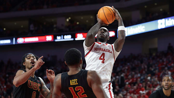 Nebraska guard Juwan Gary shoots against USC at Pinnacle Bank Arena on Jan. 22, 2025. Nebraska guard Juwan Gary shoots against USC at Pinnacle Bank Arena on Jan. 22, 2025.