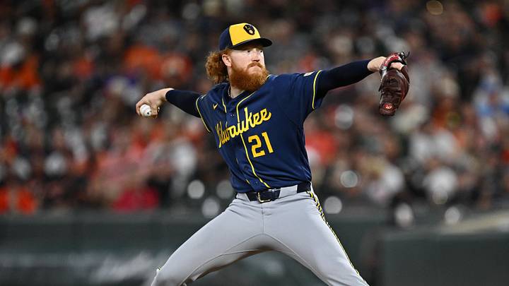 Sep 18, 2026; Baltimore, Maryland, USA; Milwaukee Brewers pitcher Dustin May (21) pitches in the second inning against the Baltimore Orioles at Oriole Park at Camden Yards. Mandatory Credit: Jamie Sabau-Imagn Images Sep 18, 2026; Baltimore, Maryland, USA; Milwaukee Brewers pitcher Dustin May (21) pitches in the second inning against the Baltimore Orioles at Oriole Park at Camden Yards. Mandatory Credit: Jamie Sabau-Imagn Images