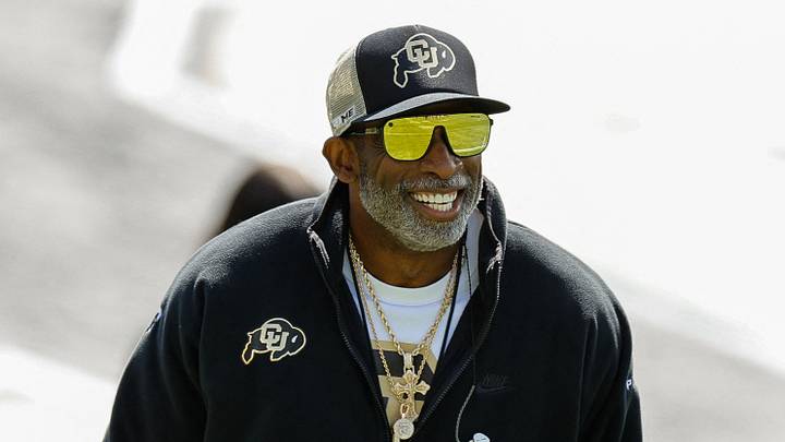 Apr 19, 2025; Boulder, CO, USA; Colorado Buffaloes head coach Deion Sanders during the spring game at Folsom Field. Apr 19, 2025; Boulder, CO, USA; Colorado Buffaloes head coach Deion Sanders during the spring game at Folsom Field.