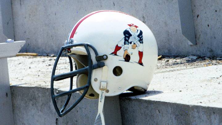 June 1971; Foxboro, MA, USA; FILE PHOTO; A New England Patriots helmet prior to the 1971 season at Foxboro Stadium. Mandatory Credit: Dick Raphael-Imagn Images