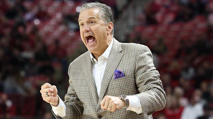 Arkansas Razorbacks coach John Calipari reacts during the second quarter against the Maryland Eastern Shore Hawks at Bud Walton Arena. Arkansas Razorbacks coach John Calipari reacts during the second quarter against the Maryland Eastern Shore Hawks at Bud Walton Arena.