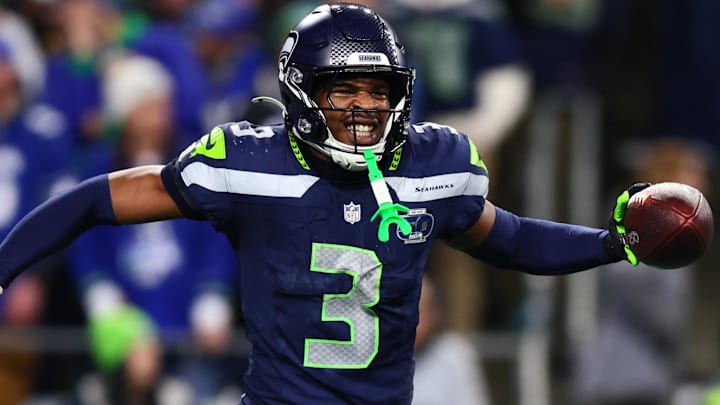 Seattle Seahawks safety Nick Emmanwori reacts after a fumble recovery against the San Francisco 49ers.