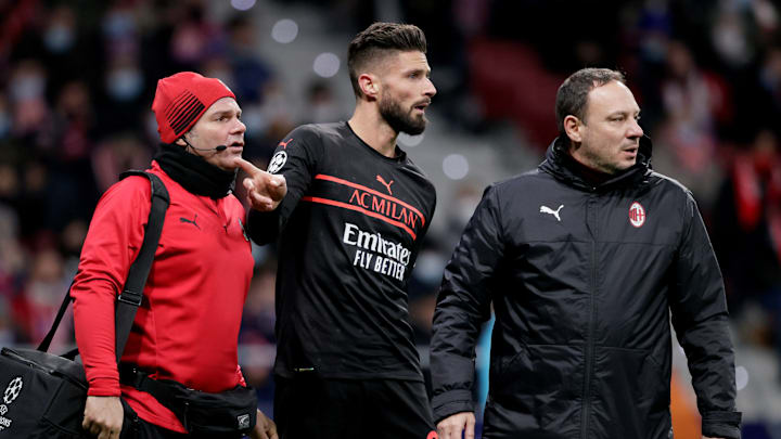Olivier Giroud dopo l'infortunio 