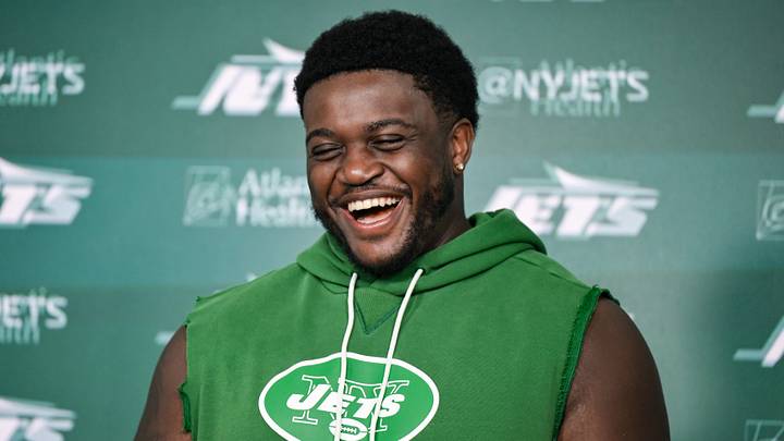 New York Jets offensive tackle Armand Membou New York Jets offensive tackle Armand Membou