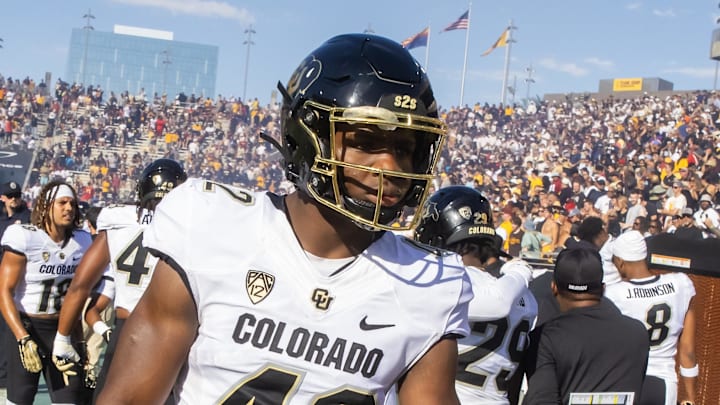 Oct 7, 2023; Tempe, Arizona, USA; Colorado Buffaloes linebacker Jeremiah Brown (42) against the Arizona State Sun Devils at Mountain America Stadium. Mandatory Credit: Mark J. Rebilas-Imagn Images Oct 7, 2023; Tempe, Arizona, USA; Colorado Buffaloes linebacker Jeremiah Brown (42) against the Arizona State Sun Devils at Mountain America Stadium. Mandatory Credit: Mark J. Rebilas-Imagn Images