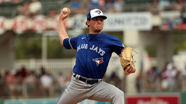 Mar 3, 2024; Fort Myers, Florida, USA;  Toronto Blue Jays picture Hayden Juenger (76) pitches during the fifth inning against the Boston Red Sox at JetBlue Park at Fenway South. Mandatory Credit: Kim Klement Neitzel-Imagn Images