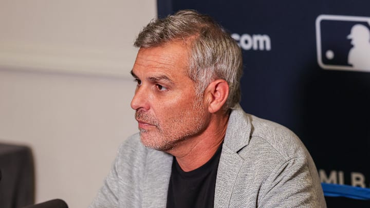 Dec 8, 2025; Orlando, FL, USA; Tampa Bay Rays manager Kevin Cash speaks with the media during the 2025 MLB Winter Meetings at Signia by Hilton Hotel. 