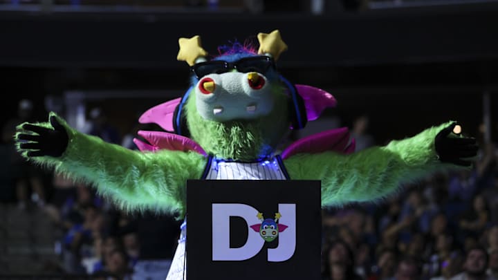 Jan 9, 2026; Orlando, Florida, USA; Orlando Magic mascot Stuff entertains the fans during a game against the Philadelphia 76ers at Kia Center. Mandatory Credit: Nathan Ray Seebeck-Imagn Images