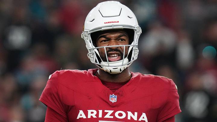 Arizona Cardinals quarterback Jacoby Brissett (7) looks back to the bench for a play call during their game against the Jacksonville Jaguars at State Farm Stadium on Nov. 23, 2025.