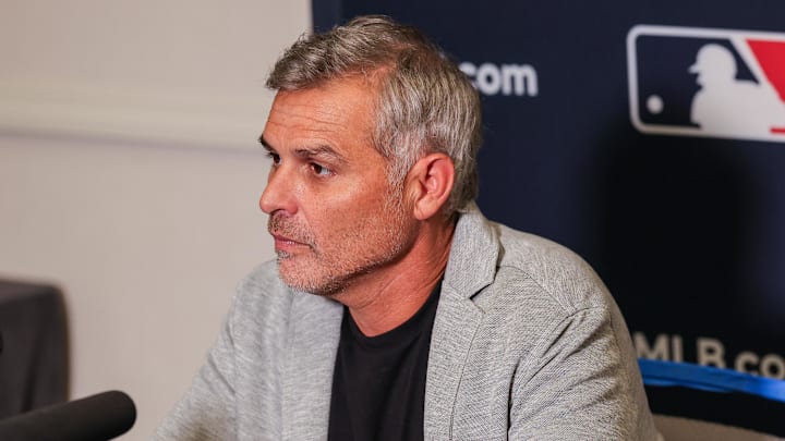Dec 8, 2025; Orlando, FL, USA; Tampa Bay Rays manager Kevin Cash speaks with the media during the 2025 MLB Winter Meetings at Signia by Hilton Hotel. 