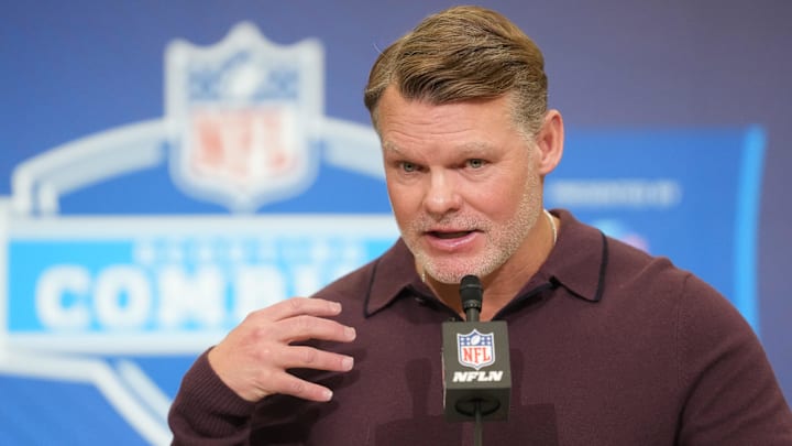 Indianapolis Colts general manager Chris Ballard speaks at the NFL Scouting Combine at the Indiana Convention Center. 