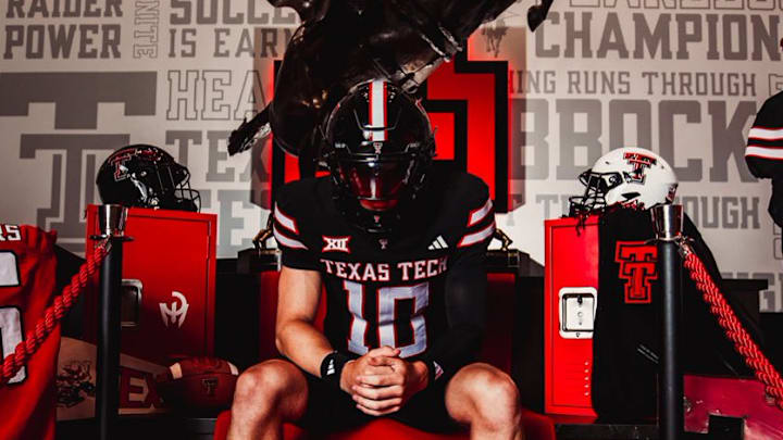 Linebacker Senior Jacob Rodriguez (10) posing for pictures during Texas Tech Football's media day