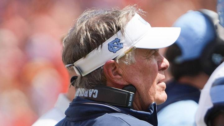 University of North Carolina Head Coach Bill Belichick during the second quarter at Memorial Stadium in Clemson, S.C. Saturday, September 19, 2026. University of North Carolina Head Coach Bill Belichick during the second quarter at Memorial Stadium in Clemson, S.C. Saturday, September 19, 2026.