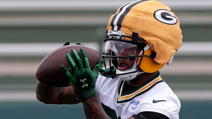 Green Bay Packers first-round pick Matthew Golden at minicamp.