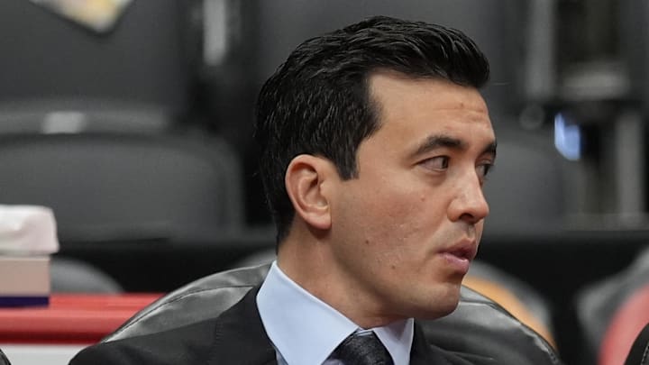 Toronto Raptors general manager Bobby Webster and Maple Leaf Sports and Entertainment president and CEO Keith Pelley.