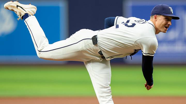 Jul 28, 2026; St. Petersburg, Florida, USA; Tampa Bay Rays starting pitcher Griffin Jax (22) throws a pitch against the Texas Rangers in the first inning at Tropicana Field. Mandatory Credit: Nathan Ray Seebeck-Imagn Images Jul 28, 2026; St. Petersburg, Florida, USA; Tampa Bay Rays starting pitcher Griffin Jax (22) throws a pitch against the Texas Rangers in the first inning at Tropicana Field. Mandatory Credit: Nathan Ray Seebeck-Imagn Images