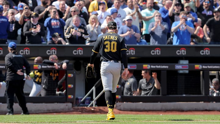 Pittsburgh Pirates starting pitcher Paul Skenes failed to make it out of the first inning in his Opening Day start against the Mets
