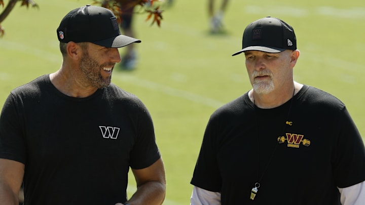 Washington Commanders general manager Adam Peters and head coach Dan Quinn Washington Commanders general manager Adam Peters and head coach Dan Quinn