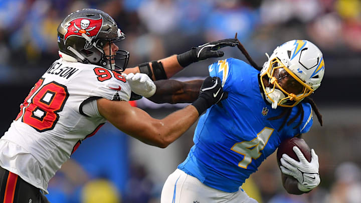 Former Los Angeles Chargers running back Gus Edwards