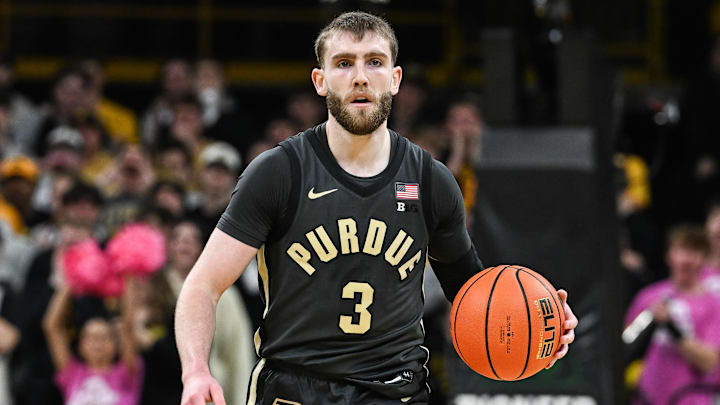 Purdue Boilermakers guard Braden Smith (3) controls the ball.