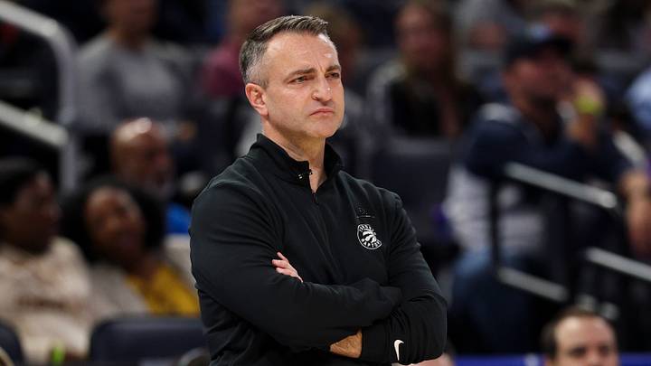 Jan 30, 2026; Orlando, Florida, USA; Toronto Raptors head coach Darko Rajakovic  looks on against the Orlando Magic in the second quarter at Kia Center. Mandatory Credit: Nathan Ray Seebeck-Imagn Images