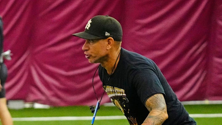 Arizona State wide receiver Jaren Hamilton (16) runs a route during a practice inside the Verde Dickey Dome in Tempe on Aug. 12, 2025. Arizona State wide receiver Jaren Hamilton (16) runs a route during a practice inside the Verde Dickey Dome in Tempe on Aug. 12, 2025.