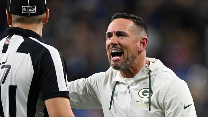Green Bay Packers coach Matt LaFleur reacts after a call during the third quarter against the Detroit Lions at Ford Field. Green Bay Packers coach Matt LaFleur reacts after a call during the third quarter against the Detroit Lions at Ford Field.
