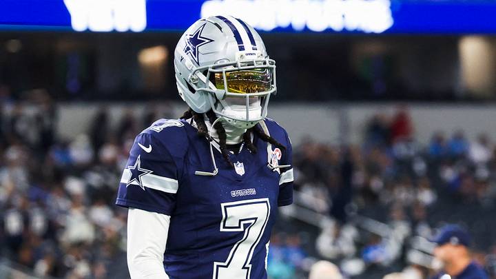 Dec 21, 2025; Arlington, Texas, USA; Dallas Cowboys cornerback Trevon Diggs (7) participates in pregame warmups against the Los Angeles Chargers at AT&T Stadium. Mandatory Credit: Kevin Jairaj-Imagn Images